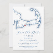 Carte du cap Osterville MA Marine Mariage bleu (Devant)