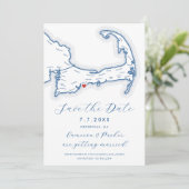 Carte du cap Osterville MA Marine Mariage bleu (Debout devant)