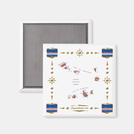 Carte du Cap Vert + Magnet des drapeaux (Recto/Verso)