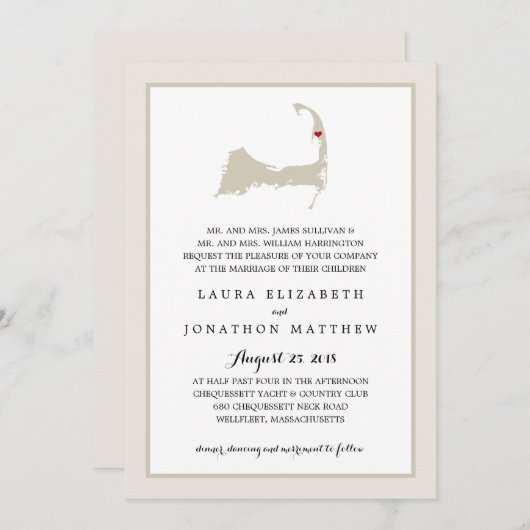 Carte du cap Wellfleet | MARIAGE (Devant / Derrière)