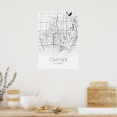 Carte du Carmel - Indiana - Poster de la carte de  (Cuisine)