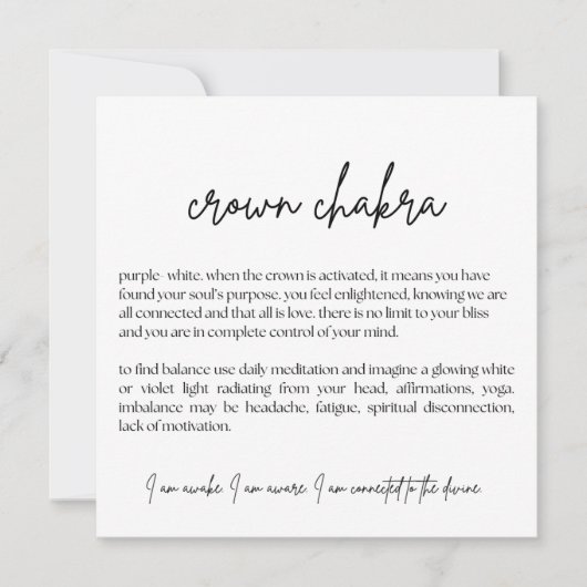 Carte du Chakra Couronne - (Simple, Élégant, Maria (Devant)