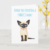 Carte du chaton Siamese mignonne de la fête des mè (Fleur jaune)