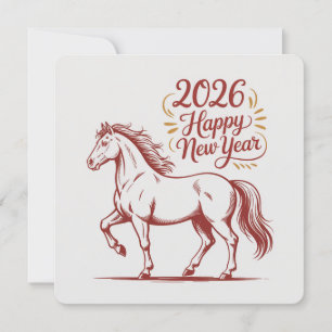 Carte du Cheval de Feu Rouge Nouvel An Chinois 202