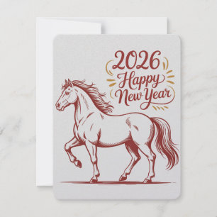 Carte du Cheval de Feu Rouge Nouvel An Chinois 202