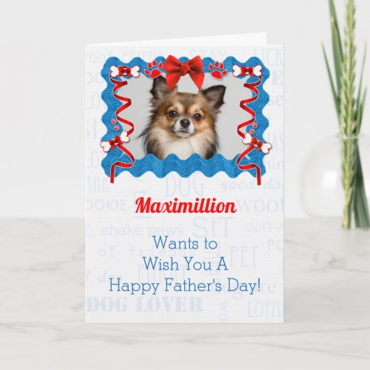 Carte Du chien sur la Fête des pères en bleu et rouge (Devant)
