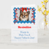 Carte Du chien sur la Fête des pères en bleu et rouge (Fleur jaune)