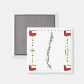 Carte du Chili + Magnet des drapeaux (Recto/Verso)