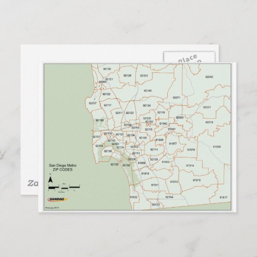Carte du code postal San Diego (Devant / Derrière)