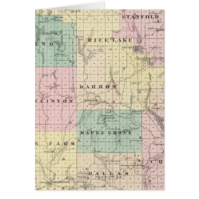 Carte du comté de Barron, État du Wisconsin (Devant)