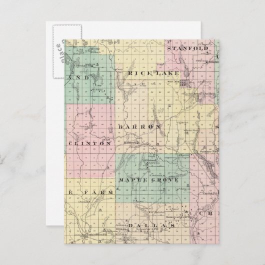 Carte du comté de Barron, État du Wisconsin (Devant / Derrière)