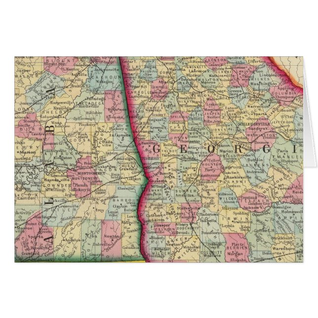 Carte Du Comté De Géorgie Et D'Alabama (Devant horizontal)