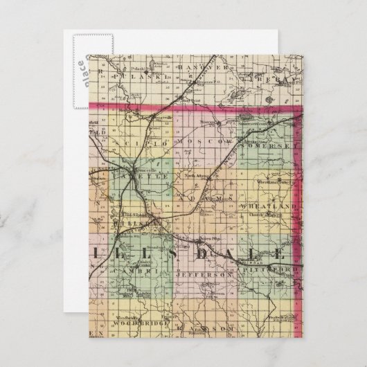 Carte du comté de Hillsdale, Michigan (Devant / Derrière)