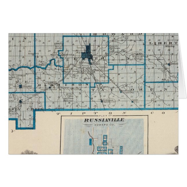 Carte du comté de Howard avec Rusaville (Devant horizontal)