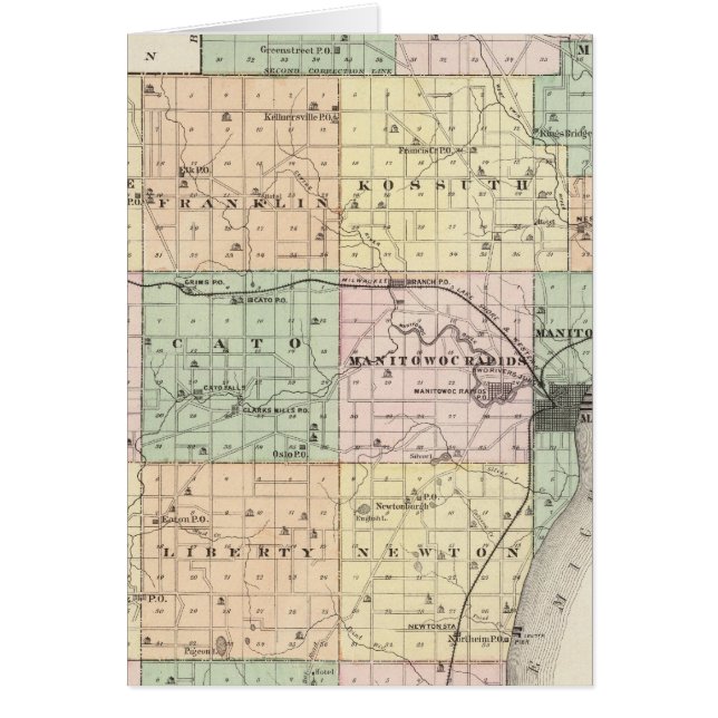 Carte du comté de Manitowoc, État du Wisconsin (Devant)