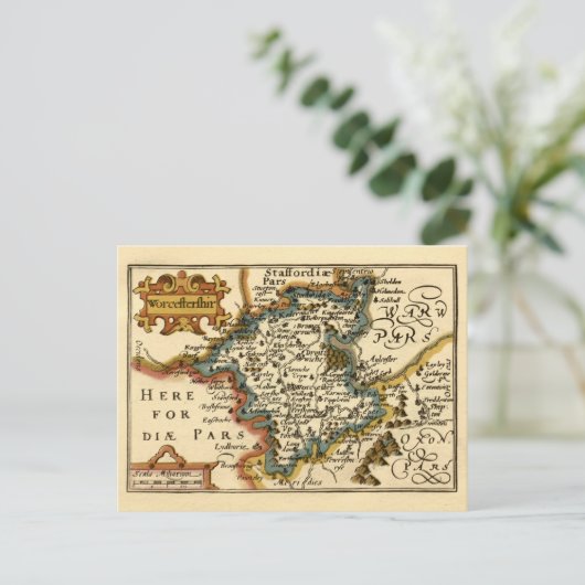 Carte du comté de Worcestershire, Angleterre (Debout devant)