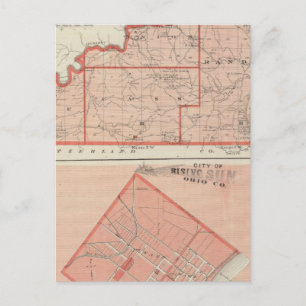 Carte du comté d'Ohio avec la ville de Rising Sun