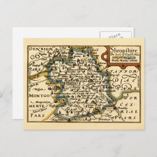 Carte du comté du Shropshire, Angleterre (Devant / Derrière)