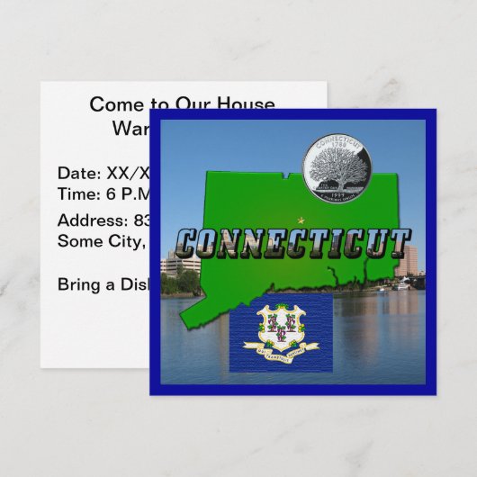 Carte du Connecticut, Texte, Trimestre des couleur (Devant / Derrière)