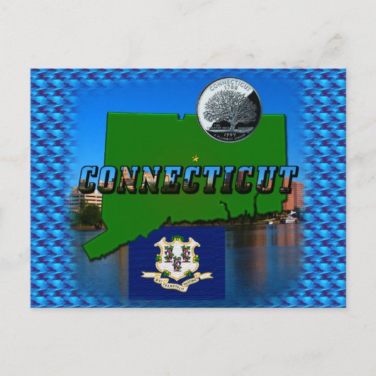 Carte du Connecticut, Texte, Trimestre des couleur (Devant)