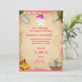 Carte du crâne des filles Pirate Invitation de fêt (Debout devant)