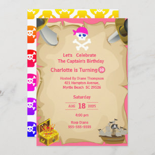 Carte du crâne des filles Pirate Invitation de fêt