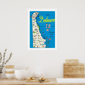 Carte du Delaware Affiche 20x28 (Cuisine)