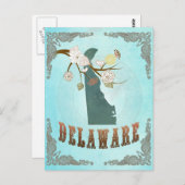 Carte Du Delaware Avec De Beaux Oiseaux (Devant / Derrière)