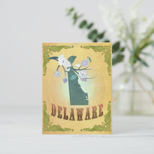 Carte du Delaware avec de beaux oiseaux (Debout devant)