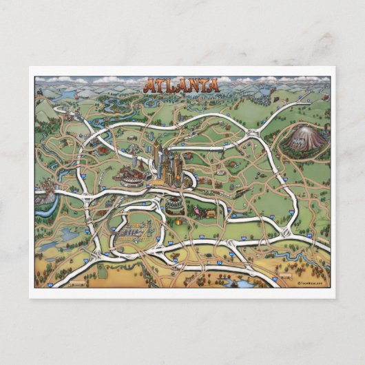 Carte du dessin animé Atlanta Georgia (Devant)