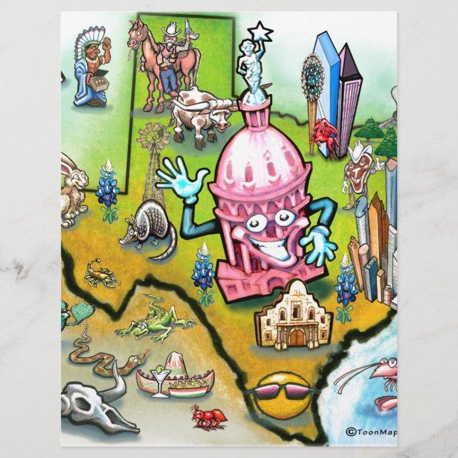 Carte du dessin animé Austin Texas (Devant)