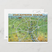 Carte du dessin animé de San Antonio Texas (Devant / Derrière)