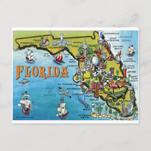 Carte du dessin animé en Floride (Devant)