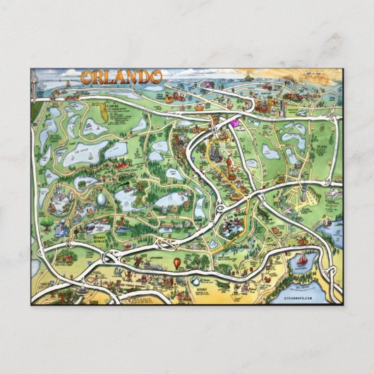 Carte du dessin animé Orlando Florida (Devant)