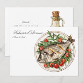 Carte du dîner de répétition d'aquarelle méditerra (Devant / Derrière)