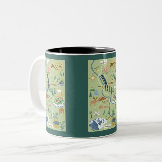 Carte du district de Denali Mug à deux tons (Devant gauche)