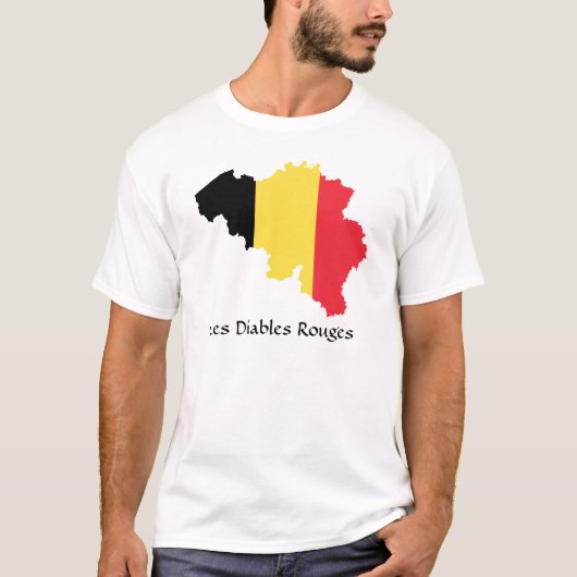 Carte du Drapeau de Belgique T-shirt Les Diables R (Devant)