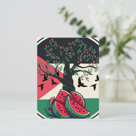 Carte du drapeau de la pastèque palestinienne. Lib (Debout devant)