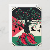 Carte du drapeau de la pastèque palestinienne. Lib (Devant / Derrière)