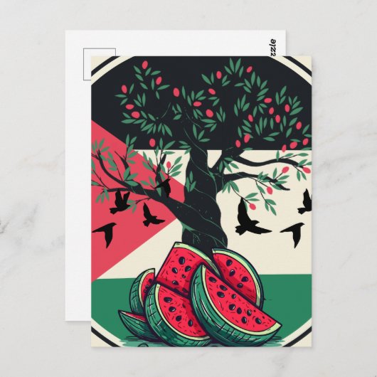 Carte du drapeau de la pastèque palestinienne. Lib (Devant / Derrière)