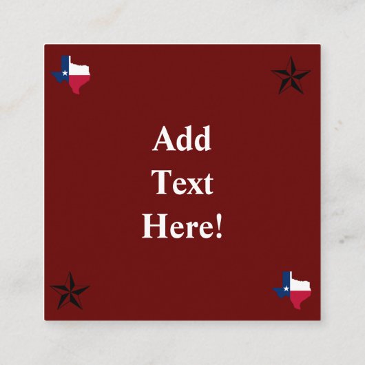 Carte du drapeau de l'État de Texas Lone Star (Dos)