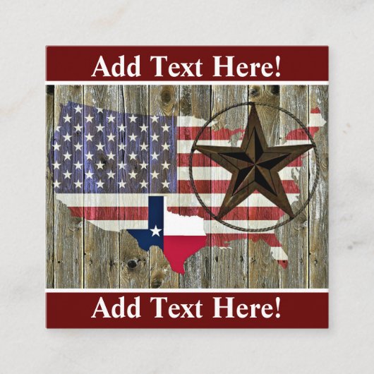 Carte du drapeau de l'État de Texas Lone Star (Devant)