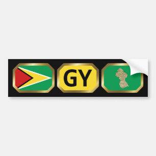 Carte du drapeau guyanais Code Stickers pare-chocs
