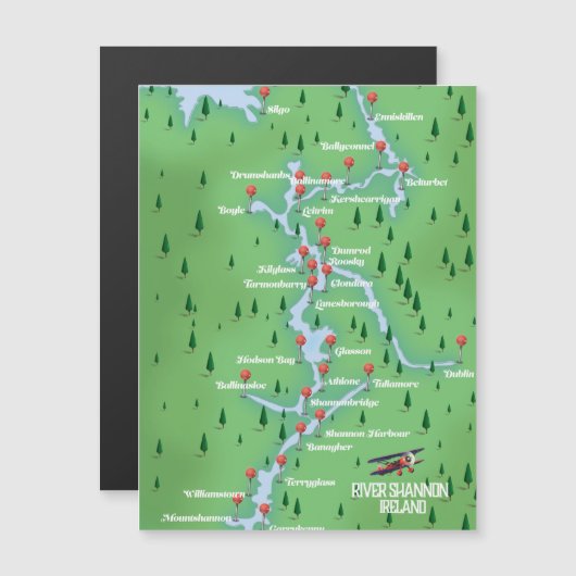 Carte du fleuve Shannon Irlande (Devant / Derrière)