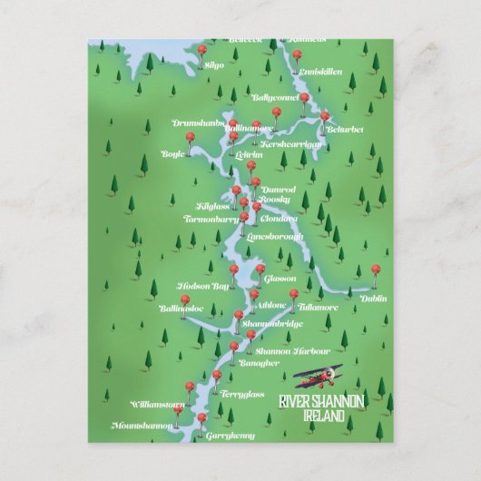 Carte du fleuve Shannon Irlande (Devant)