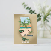 Carte du Ghana illustrée affiche de voyage. (Debout devant)