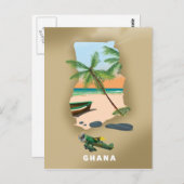 Carte du Ghana illustrée affiche de voyage. (Devant / Derrière)