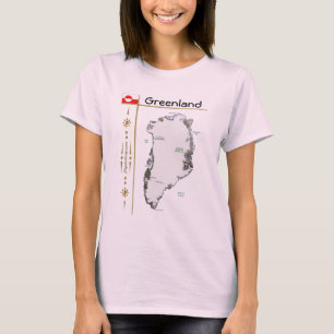 Carte du Groenland + Drapeau + Titre T-shirt