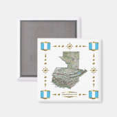 Carte du Guatemala + Magnet des drapeaux (Recto/Verso)