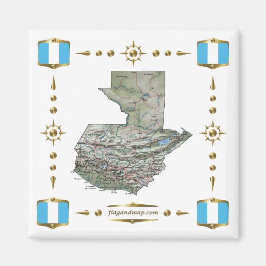 Carte du Guatemala + Magnet des drapeaux (Devant)